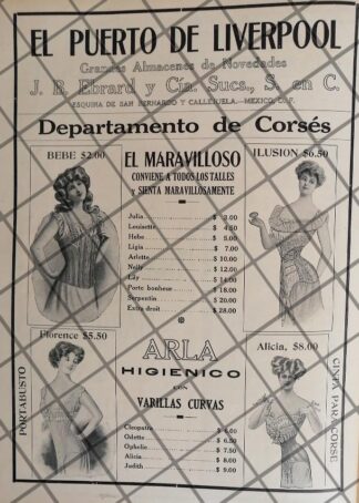CARTEL ANTIGUO TIENDA EL PUERTO DE LIVERPOOL 1910 -49