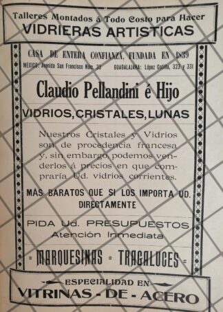 CARTEL ANTIGUO VIDRIERAS CLAUDIO PELLANDINI 1910 -22