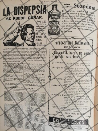 CARTEL DE PUBLICIDAD ANTIGUA 1910 -ADELINA PATTI Y OTROS - Image 2
