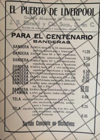 CARTEL ANTIGUO TIENDA EL PUERTO DE LIVERPOOL 1910 -52