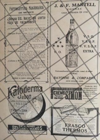 CARTEL ANTIGUO 1910 FERROCARRILES NACIONALES Y MAS