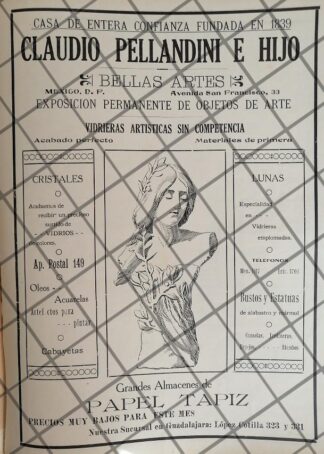 CARTEL ANTIGUO TIENDA LA CASA CLAUDIO PELLANDINI 1910 -32