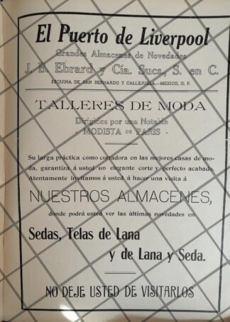 CARTEL ANTIGUO TIENDA EL PUERTO DE LIVERPOOL 1910 -54