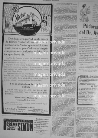 CARTEL ANTIGUO 1910 GRAMOFONO VICTROLA No 1. Y OTROS
