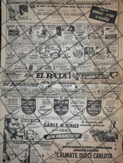 CARTELERA DE CINE VINTAGE 10 MAYO 1967 M