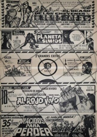 CARTELERA DE CINE RETRO PLANETA DE LOS SIMIOS Y OTRAS 1969