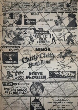 CARTELERA DE CINE RETRO CHITTY CHITTY BAN BANG Y MAS JUL 1969
