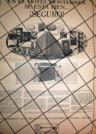 CARTEL PUBLICITARIO RETRO DE MONTERREY, HOTEL MONTERREY 1984