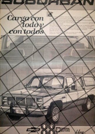 CARTEL RETRO CAMIONETA CHEVROLET SUBURBAN 1987 MTY