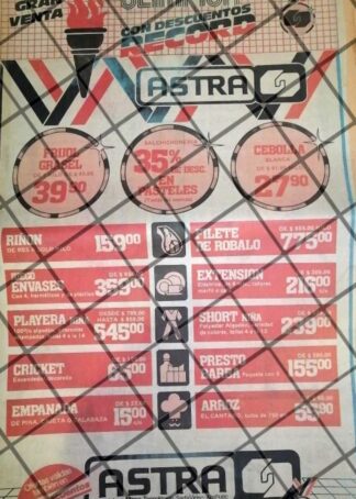 CARTEL PUBLICITARIO RETRO DE MONTERREY TIENDAS ASTRA 1984 3
