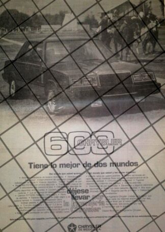 CARTEL RETRO AUTOS CHRYSLER 600 1984 /RARO