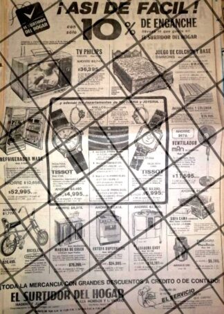 CARTEL PUBLICITARIO RETRO MUEBLERIA EL SURTIDOR DEL HOGAR 1984