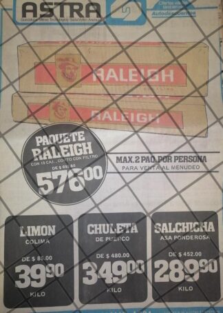 CARTEL PUBLICITARIO RETRO DE MONTERREY TIENDAS ASTRA 1984 2