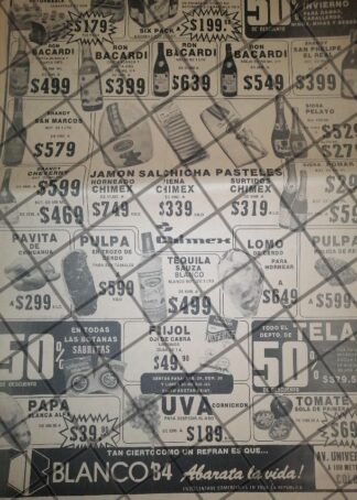 CARTEL PUBLICITARIO RETRO MONTERREY TIENDAS BLANCO 1984