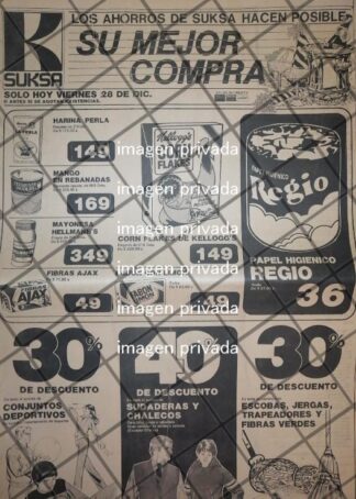 CARTEL PUBLICITARIO RETRO MONTERREY TIENDAS SUKSA. 1984 /2