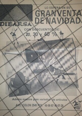 CARTEL PUBLICITARIO RETRO MONTERREY TIENDAS DIBARSA. 1984