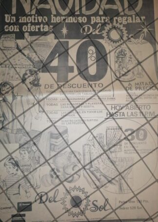 CARTEL PUBLICITARIO RETRO MONTERREY. TIENDAS DEL SOL 1984