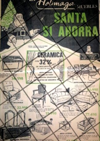 CARTEL PUBLICITARIO RETRO MONTERREY. MUEBLERIAS HOLIMAGA 1984