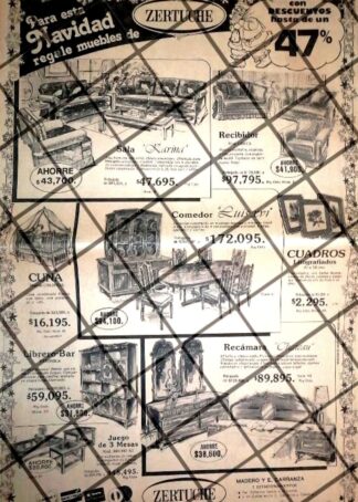 CARTEL PUBLICITARIO RETRO MONTERREY. MUEBLERIA ZERTUCHE 1984