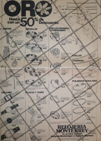 CARTEL PUBLICITARIO RETRO RELOJERIA MONTERREY 1984