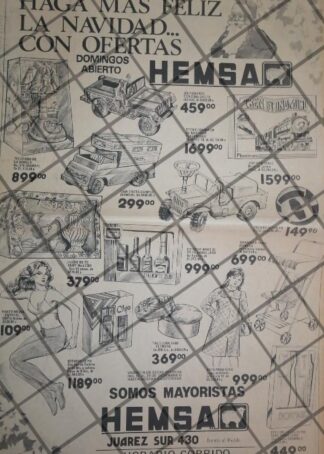 CARTEL ANTIGUO TIENDAS HEMSA MONTERREY 1984