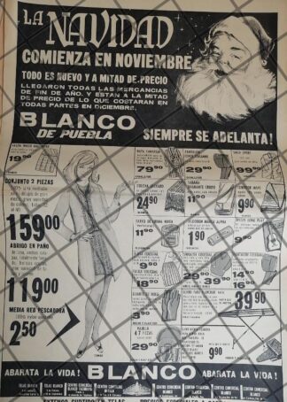 PUBLICIDAD ANTIGUA TIENDA BLANCO DE PUEBLA 1967 /5