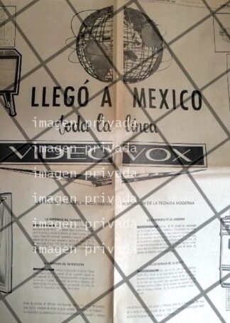 PUBLICIDAD RETRO LLEGA VIDEOVOX A MEXICO S.A 1964
