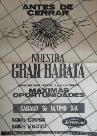PUBLICIDAD RETRO TIENDA LIVERPOOL 1969 /102 T. POSTER RV