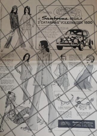 PUBLICIDAD RETRO BOUTIQUE LA CATARINA, SANBORNS 1969