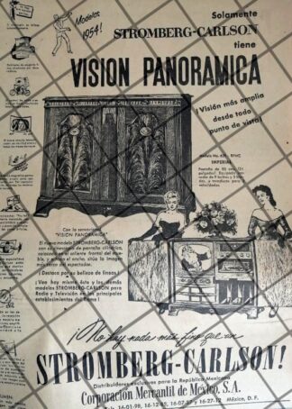 CARTEL PUBLICITARIO RETRO CONSOLAS STROMBERG CARLSON 54