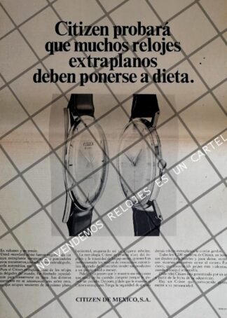 CARTEL PUBLICITARIO RETRO. RELOJES CITIZEN ULTRA PLANO 1969