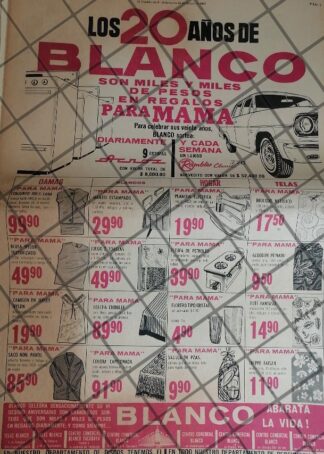 PUBLICIDAD ANTIGUA TIENDA BLANCO DE PUEBLA 1967 /4