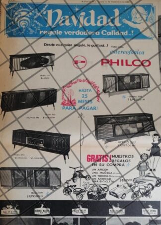 CARTEL PUBLICITARIO RETRO CONSOLAS PHILCO 1969 /21 RV