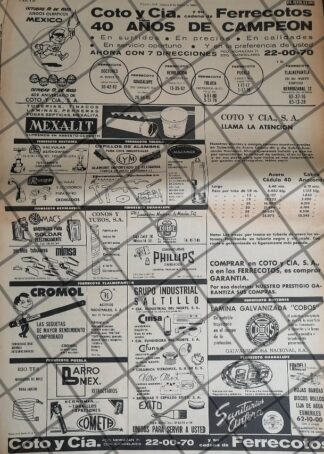 PUBLICIDAD ANTIGUA FERRETERIA COTO Y CIA 1968