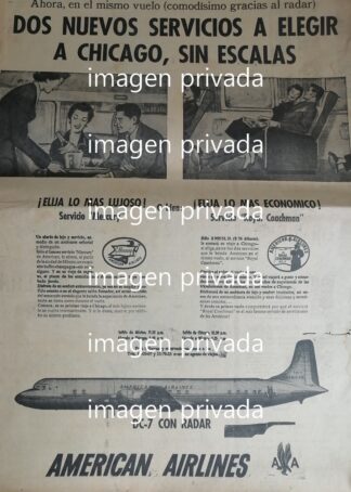 PUBLICIDAD ANTIGUA AMERICAN AIRLINES 1958 T. POSTER