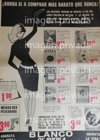 PUBLICIDAD ANTIGUA TIENDA BLANCO DE PUEBLA 1969