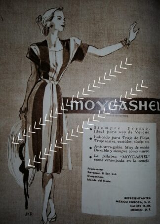 CARTEL PUBLICIDAD RETRO TELAS MOYGASHEL DIBUJO J.F. KEGEL