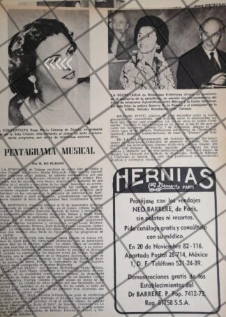 AFICHE RETRO PIANISTA ROSA MARIA CASARES DOMINGUEZ Y MAS