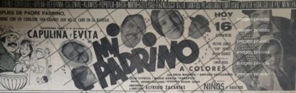 AFICHE PUBLICITARIO RETRO PELICULA. MI PADRINO 1969. CAPULINA