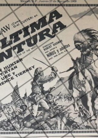 AFICHE PUBLICITARIO RETRO PELICULA. SU ULTIMA AVENTURA 1969