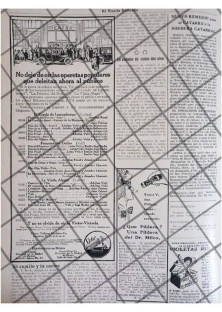 CARTEL PUBLICITARIO ANTIGUO DISCOS VICTOR 1911 Y OTROS