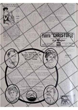 CARTEL ANTIGUO DISCOS VICTOR, ENRICO CARUSO Y MAS 1911 *R