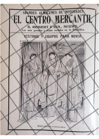 CARTEL PUBLICITARIO VESTIDOS DE NOVIA CENTRO MERCANTIL 1911