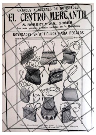 CARTEL PUBLICITARIO BOLSOS DAMA DEL CENTRO MERCANTIL 1911