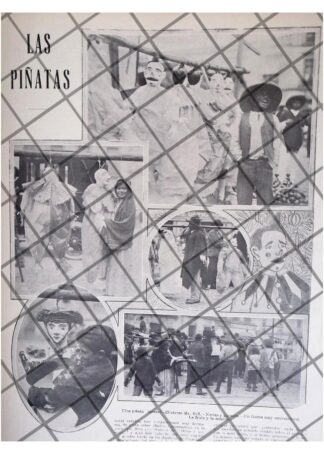 AFICHE ANTIGUO 1911 LAS PIÑATAS EN MEXICO