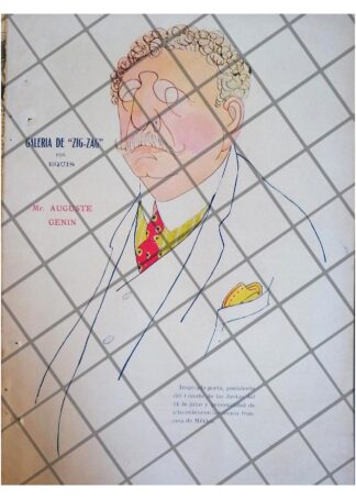 CARICATURA ANTIGUA POETA AUGUSTE GENIN 1920 AUDIFFRED