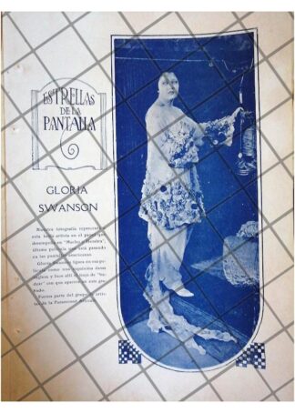 AFICHE ANTIGUO LA ACTRIZ GLORIA SWANSON 1920 CINE MUDO