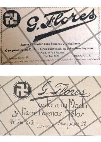 2 AFICHES ANTIGUOS SASTRERIA G. FLORES /SIMBOLO NAZI 1921