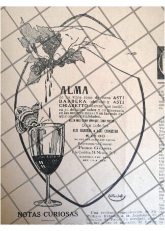 RARO AFICHE ANTIGUO VINOS ASTI BARBERA 1920