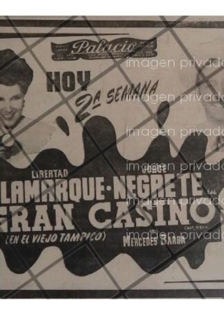 CARTEL RETRO PELICULA. GRAN CASINO. JORGE NEGRETE 1947